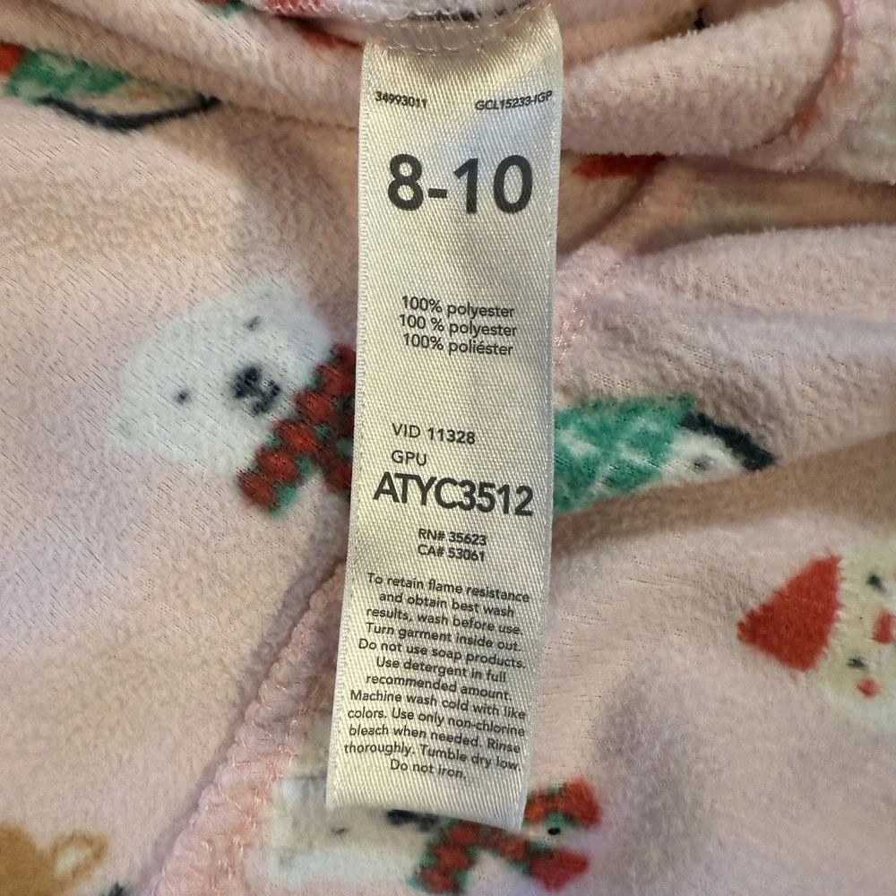Carter's Girls Holiday Fleece Nightgown Pajamas Pink Reindeer Size 8-10